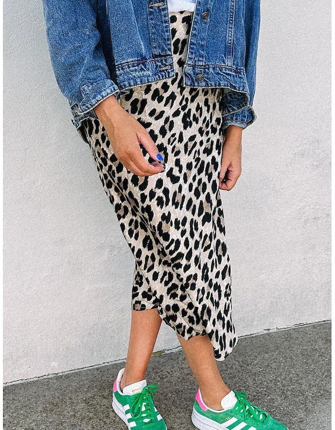 Brown Leopard Print High Waist Midi Skirt