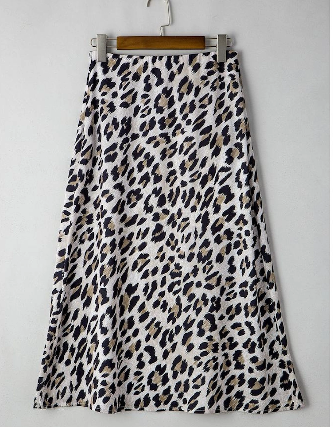 Brown Leopard Print High Waist Midi Skirt