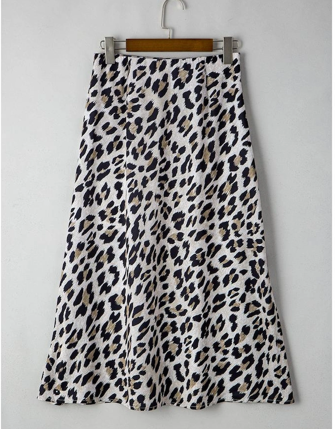 Brown Leopard Print High Waist Midi Skirt