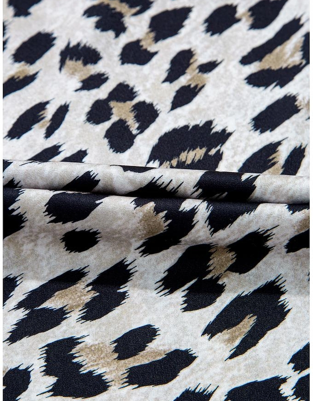 Brown Leopard Print High Waist Midi Skirt