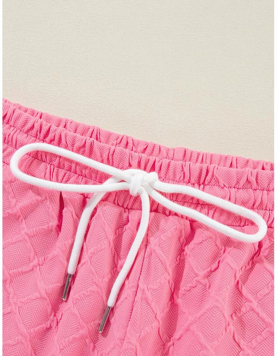 Sachet Pink Checkered Textured Tee and Drawstring Shorts