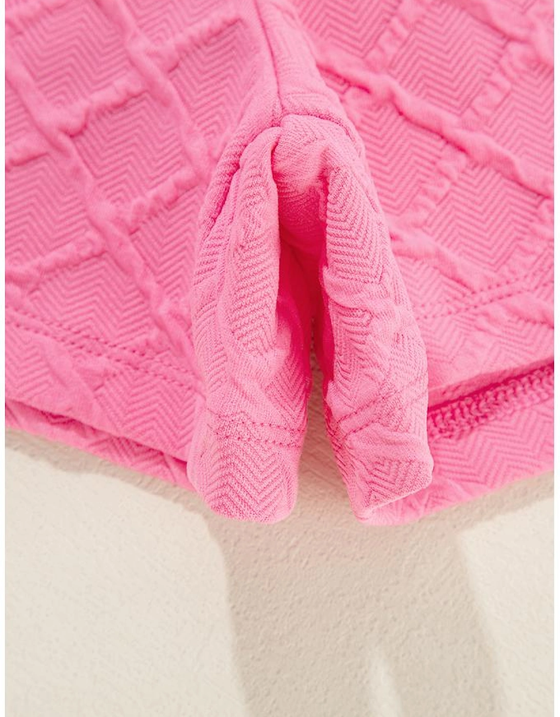 Sachet Pink Checkered Textured Tee and Drawstring Shorts