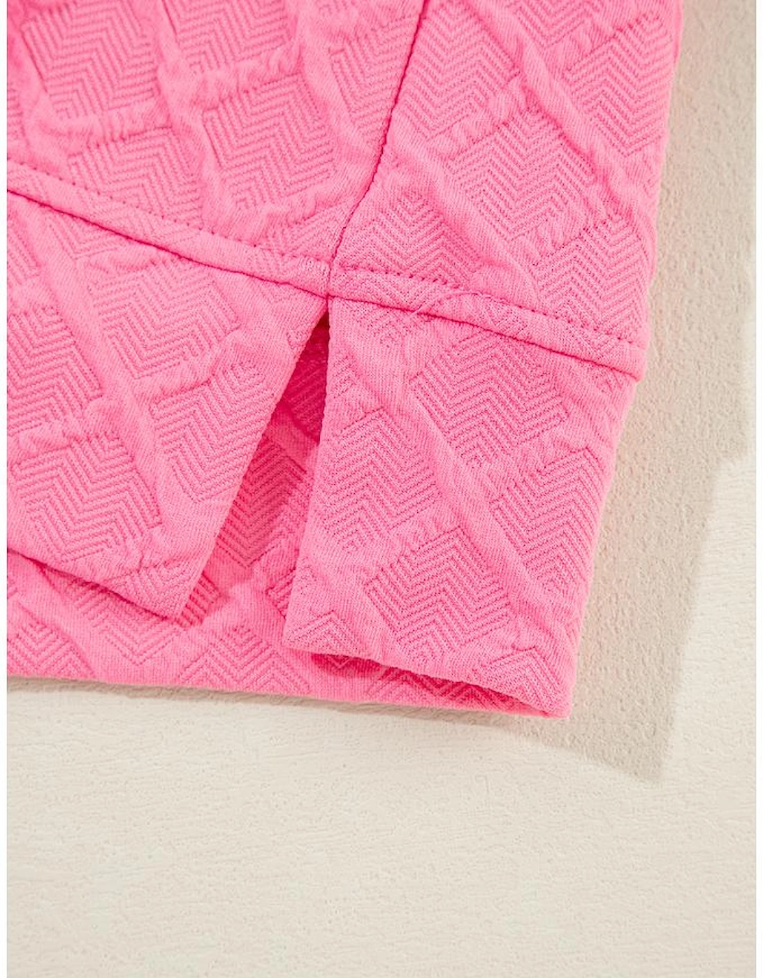 Sachet Pink Checkered Textured Tee and Drawstring Shorts