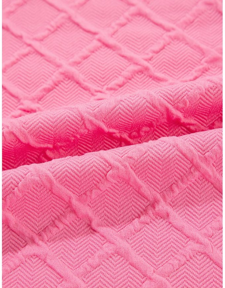 Sachet Pink Checkered Textured Tee and Drawstring Shorts