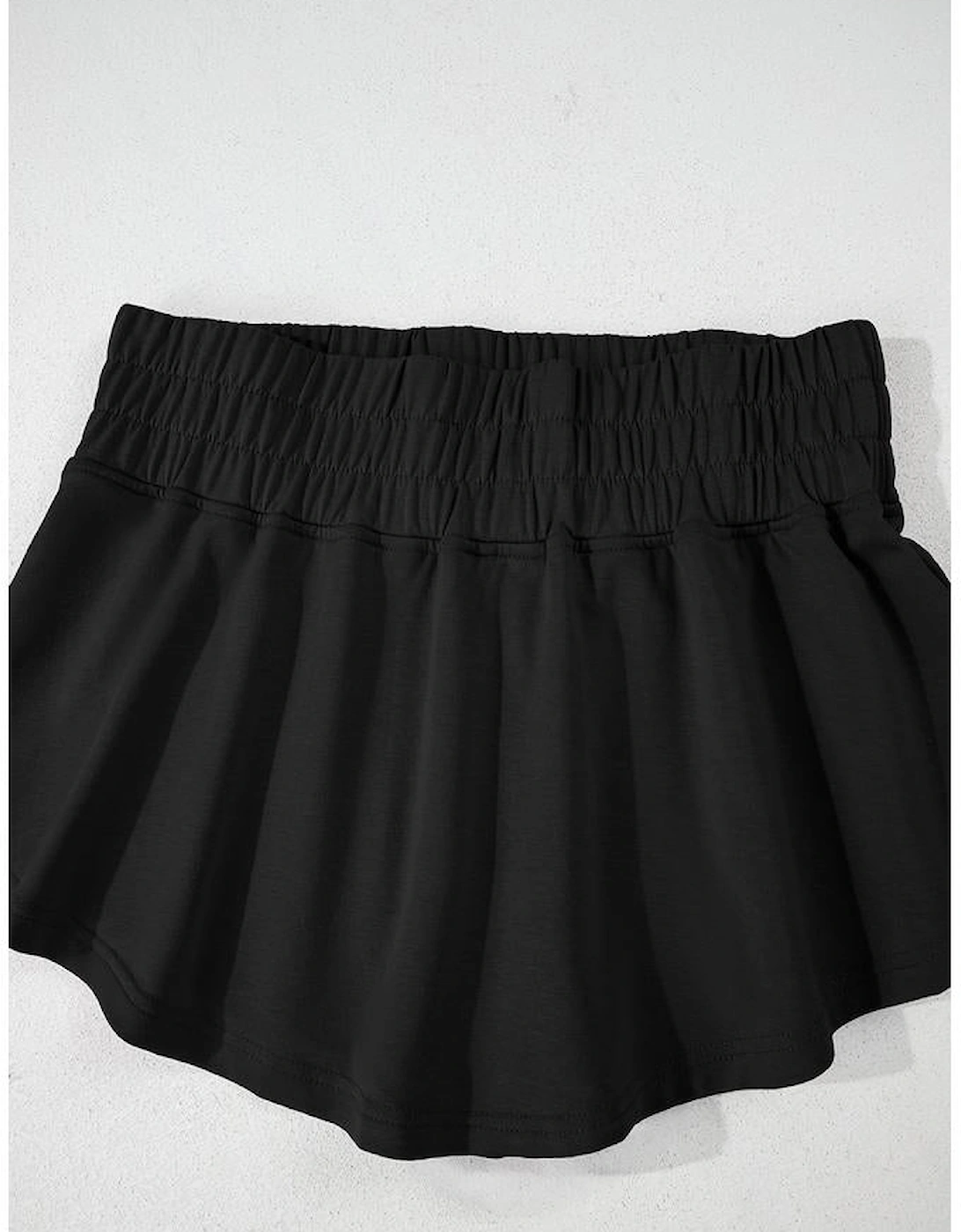 Black 2pcs Cropped Tee and Ruffle High Waist Skort Set