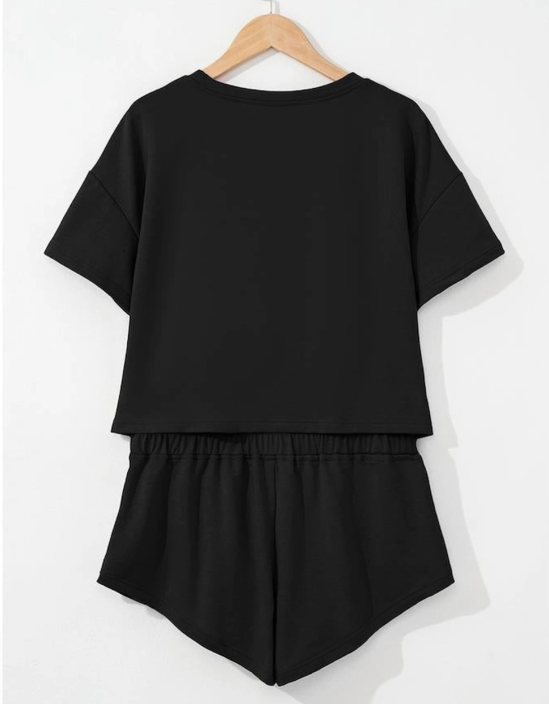 Black Sequined Flag Bow Pattern Short 2pcs Skort Set