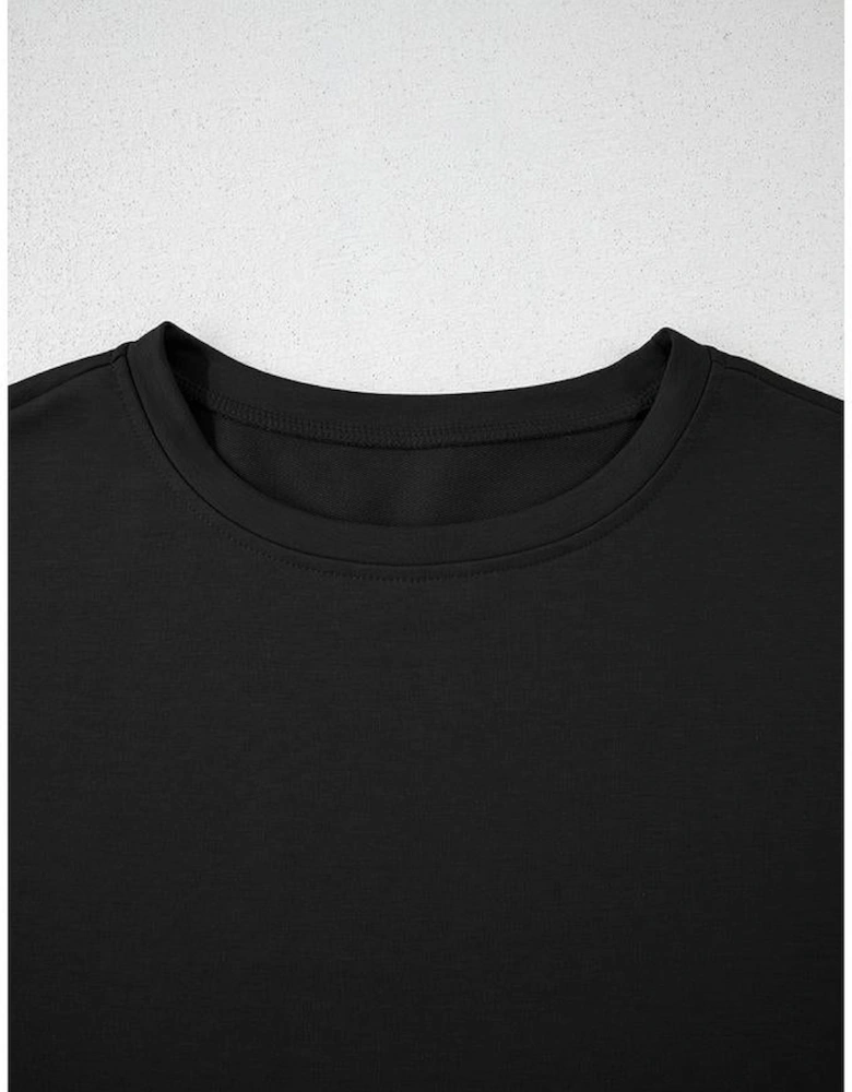 Black 2pcs Cropped Tee and Ruffle High Waist Skort Set