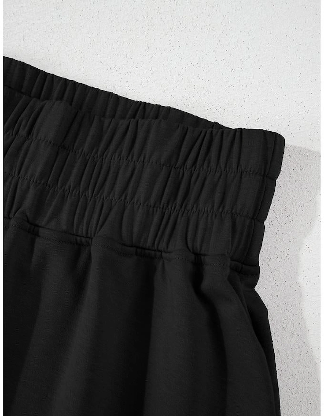 Black 2pcs Cropped Tee and Ruffle High Waist Skort Set