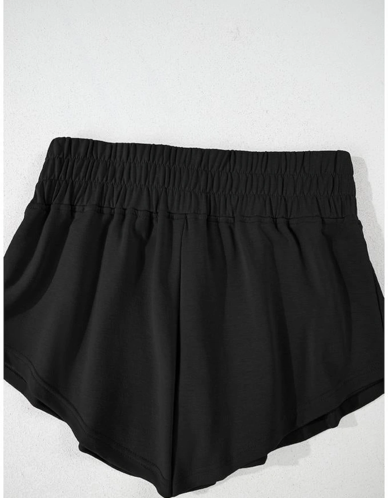 Black 2pcs Cropped Tee and Ruffle High Waist Skort Set