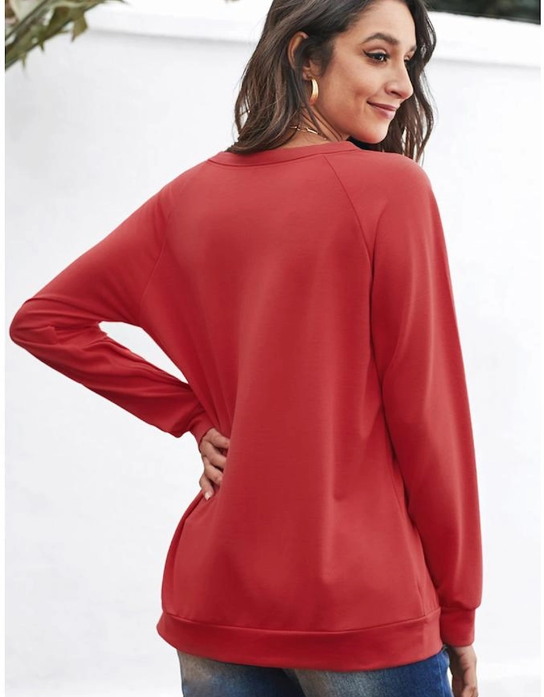 Red Simple Heart Graphic Valentine\'s Sweatshirt