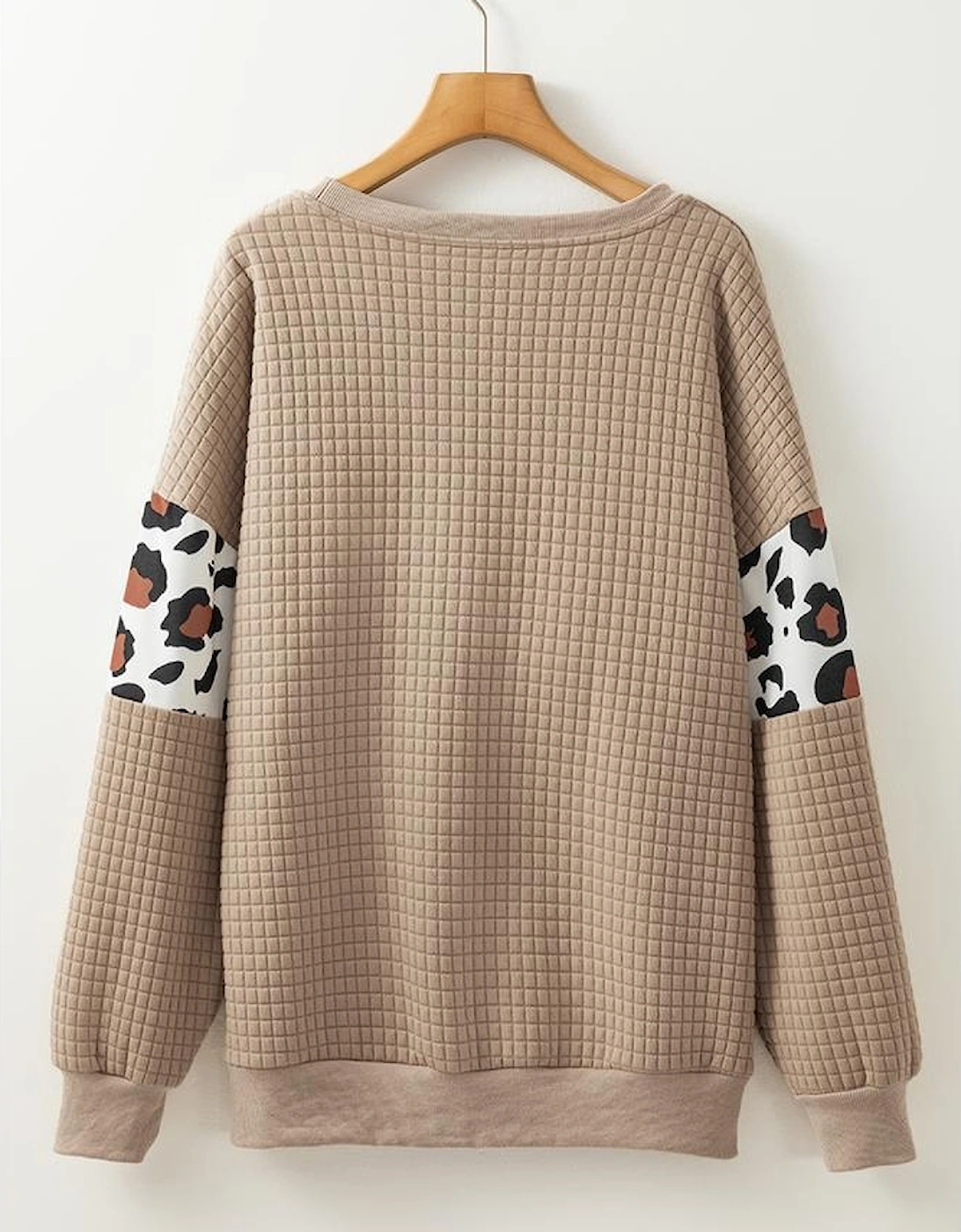 Parchment Leopard Quilted Patchwork Crew Neck Sweatshirt