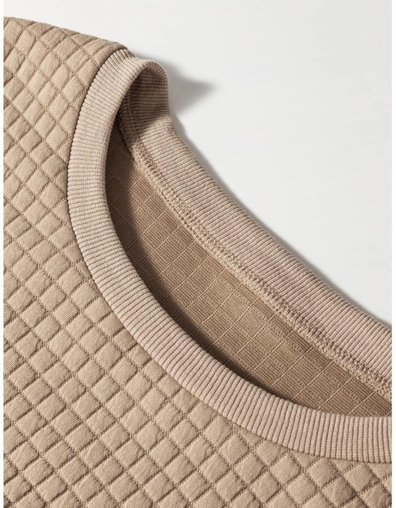 Parchment Leopard Quilted Patchwork Crew Neck Sweatshirt