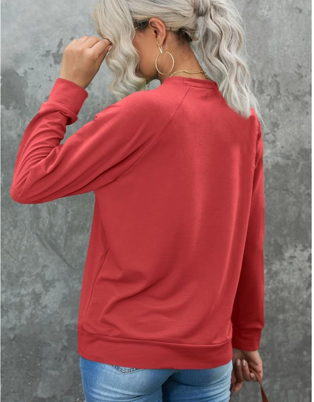 Red Simple Heart Graphic Valentine\'s Sweatshirt