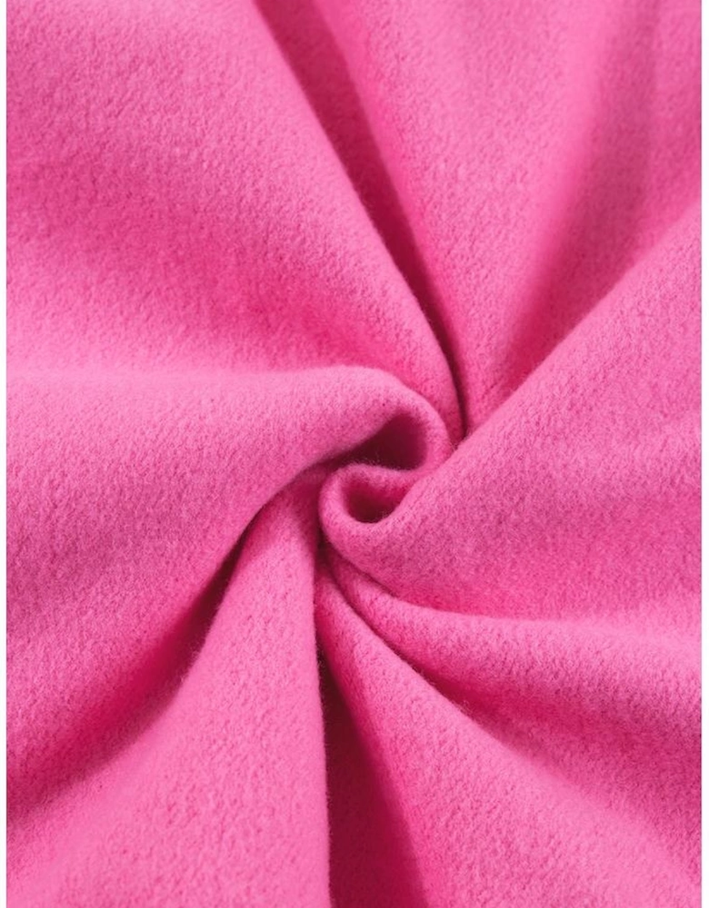 Bonbon Fleece Lined Half Zipper Kangaroo Pockets Loose Hoodie