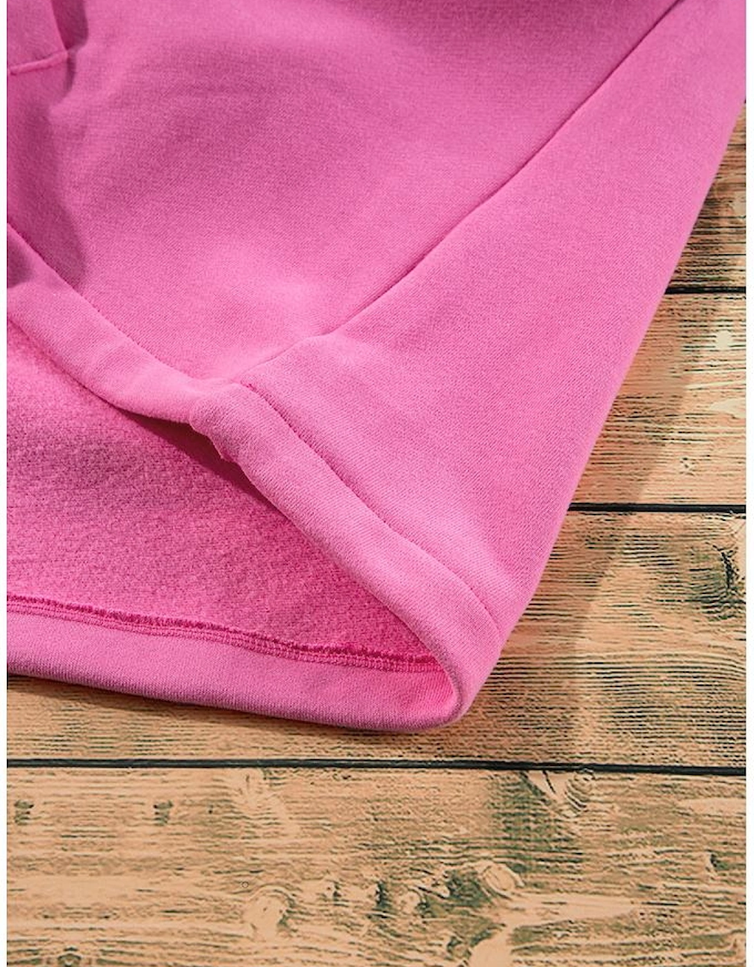 Bonbon Fleece Lined Half Zipper Kangaroo Pockets Loose Hoodie