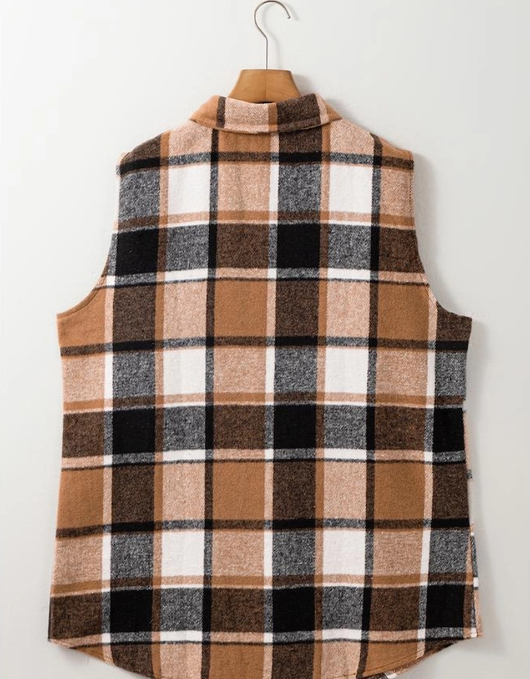 Straw Yellow Retro Plaid Button up Collared Vest