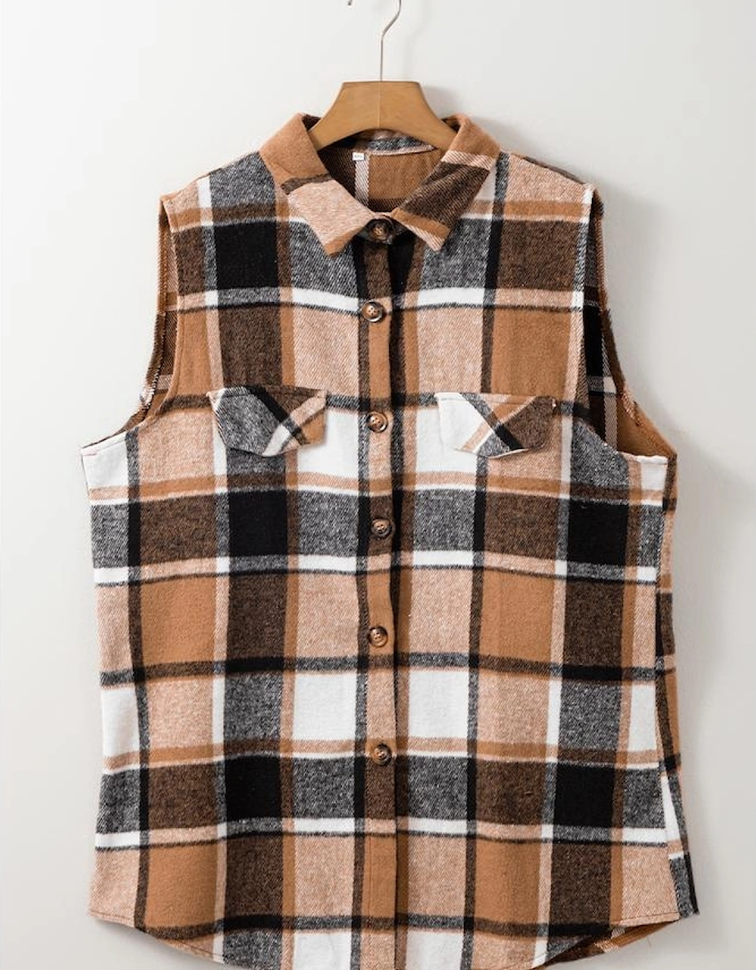 Straw Yellow Retro Plaid Button up Collared Vest