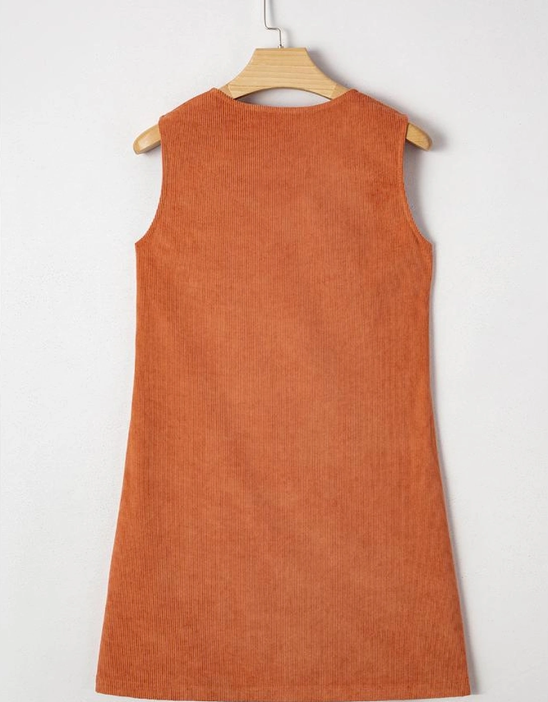 Gold Flame Corduroy Western Embroidered Patched Pocket Shift Sleeveless Mini Dress