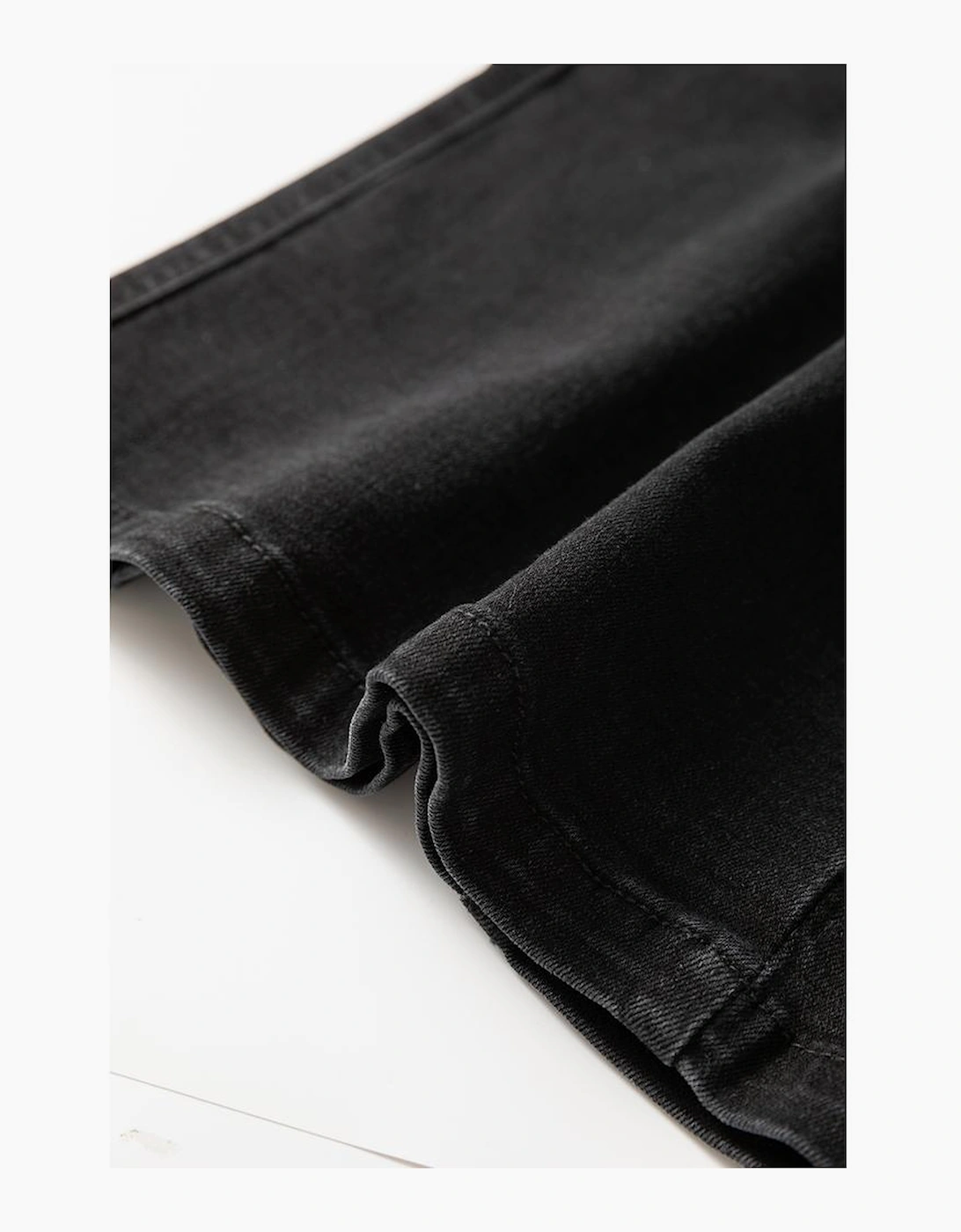 Black Button Fly Side Split High Waist Denim Midi Skirt