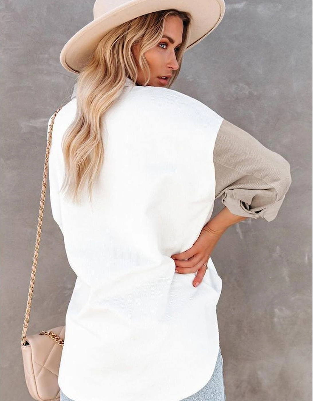 White Color Block Button Shirt with Pocket, 9 of 8