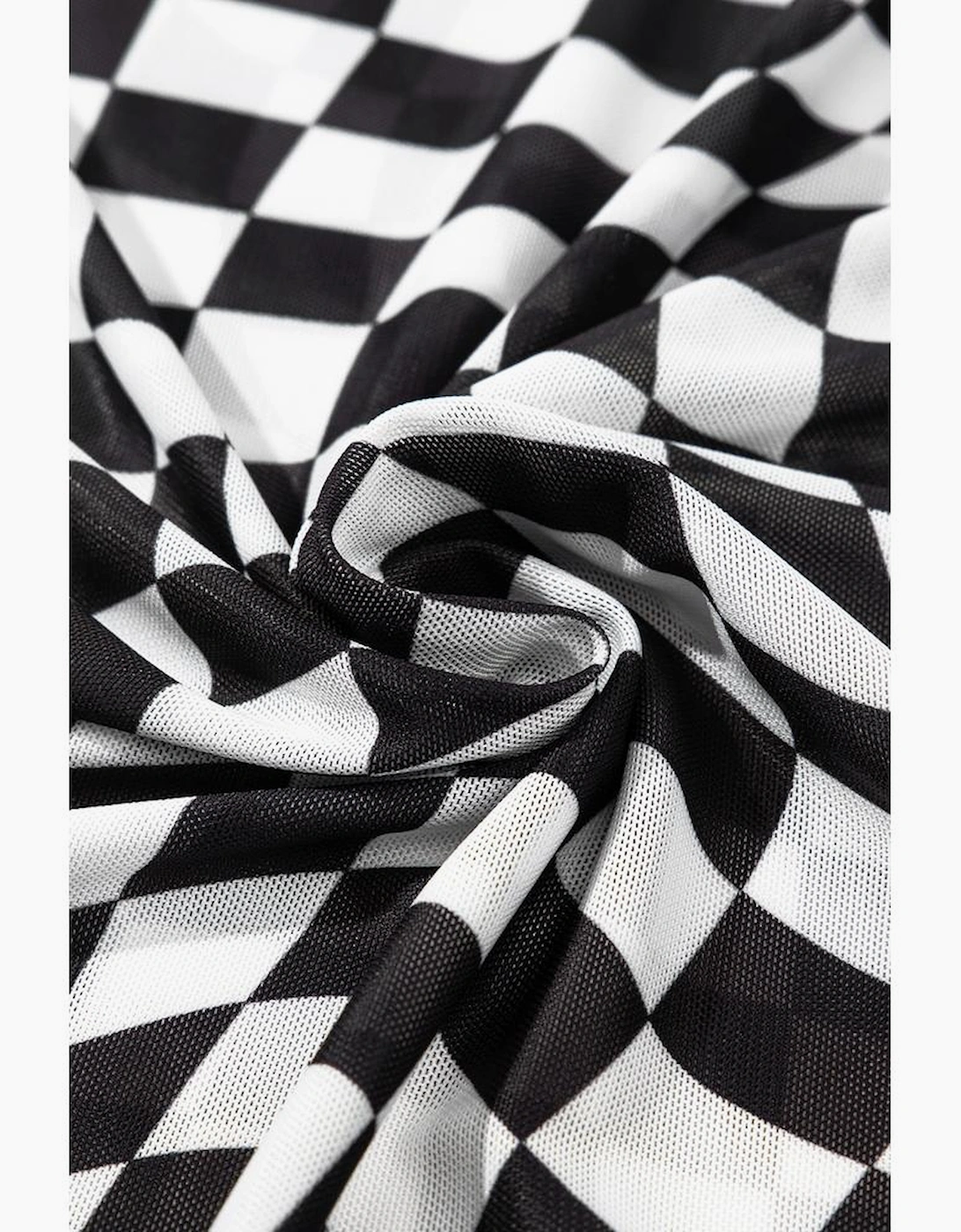 Black Checker Mesh Crew Neck T Shirt