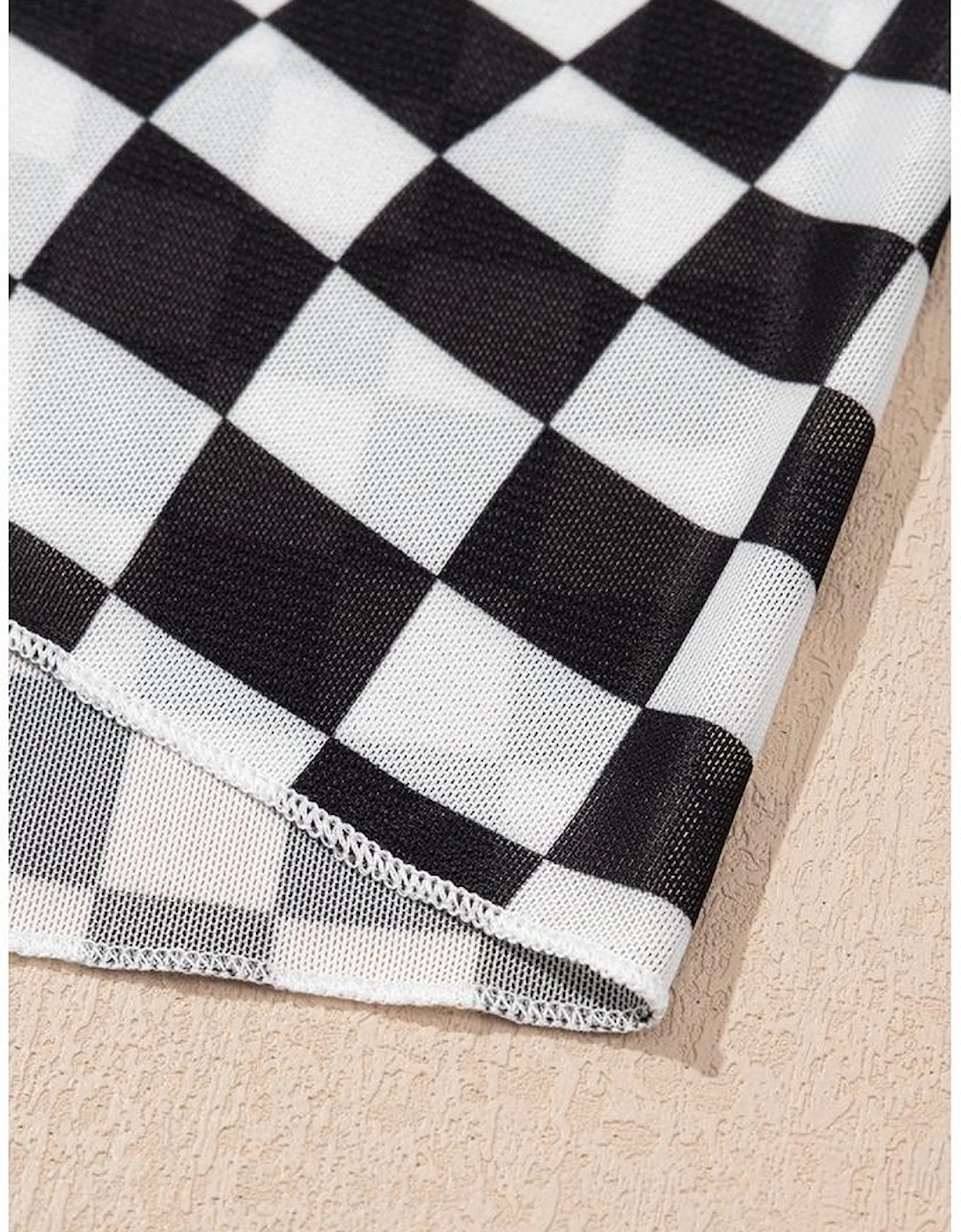 Black Checker Mesh Crew Neck T Shirt