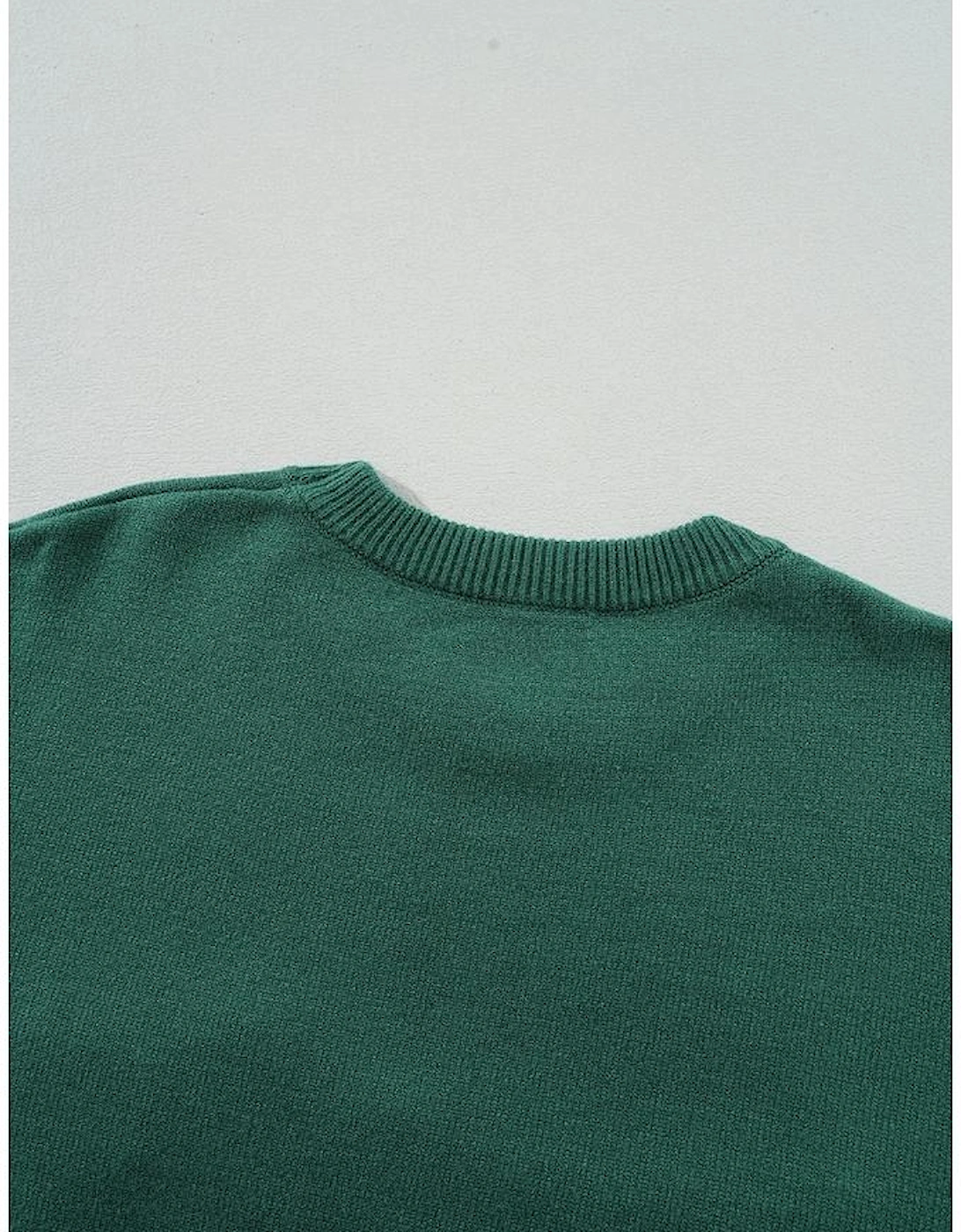 Blackish Green Pearl Beaded Merry Casual Sweater, 13 of 12