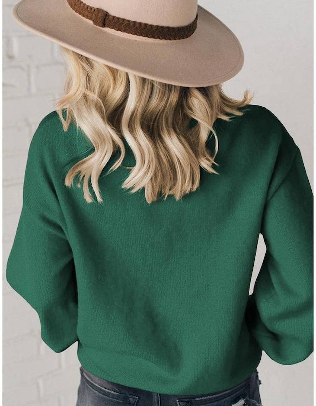 Blackish Green Pearl Beaded Merry Casual Sweater