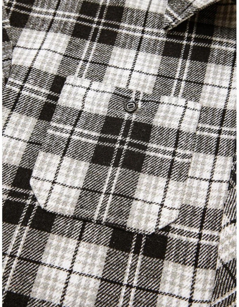 Black Plaid Print Chest Pockets Buttoned Shirt