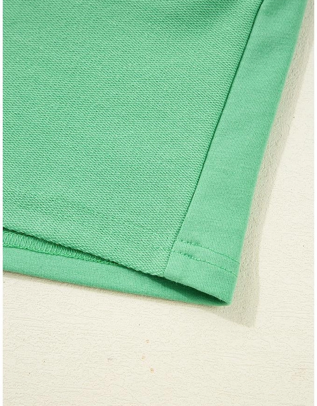 Mint Green Plus Size V Neck Tee Patched Pocket Drawstring Shorts Set