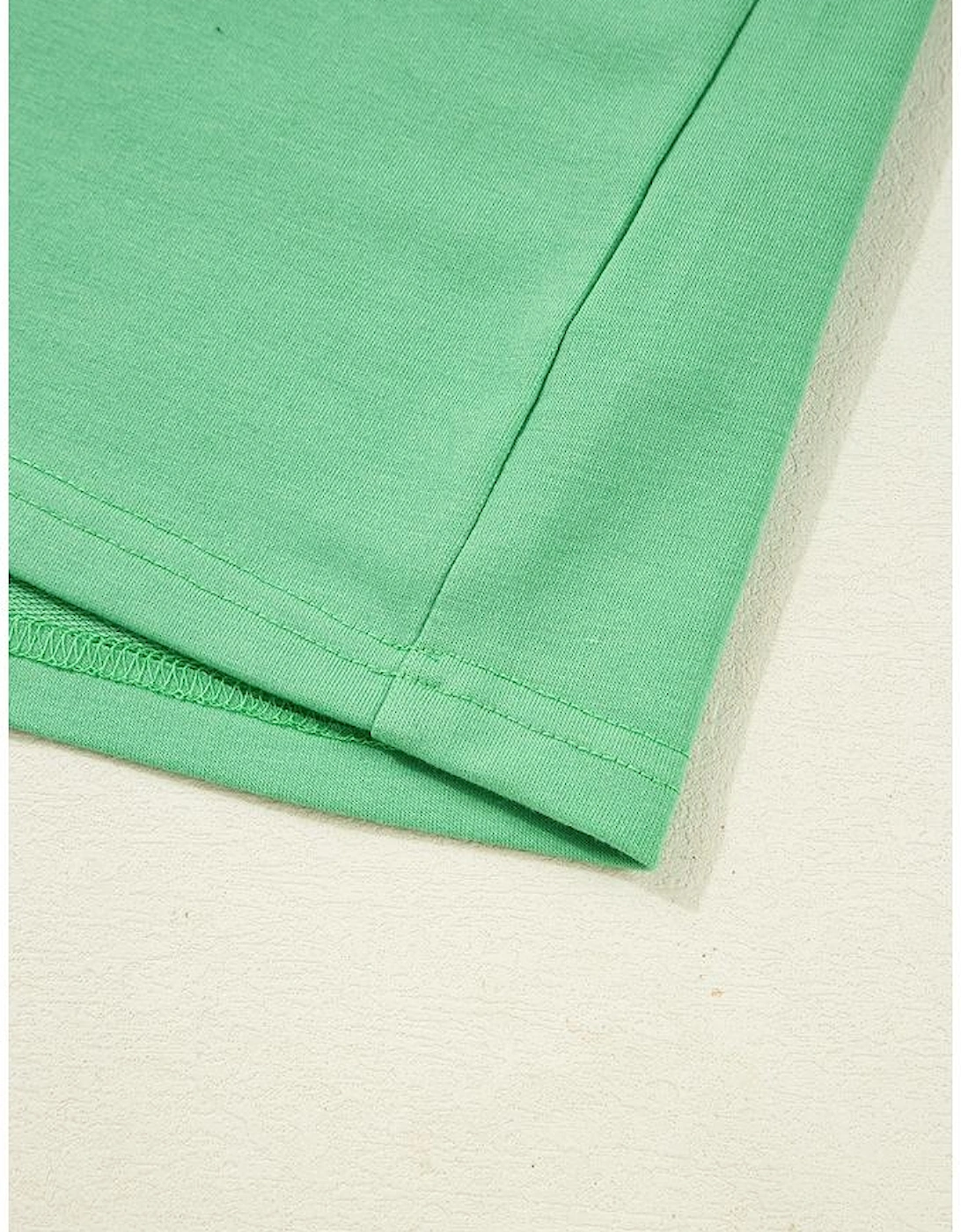 Mint Green Plus Size V Neck Tee Patched Pocket Drawstring Shorts Set