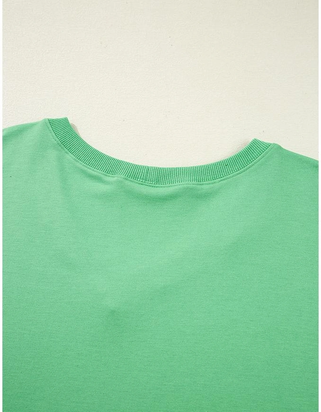 Mint Green Plus Size V Neck Tee Patched Pocket Drawstring Shorts Set