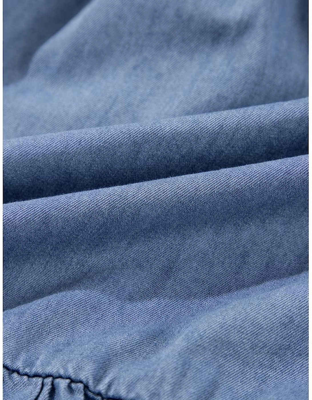 Ashleigh Blue Ruffled V Neck Smocked High Waist Denim Mini Dress