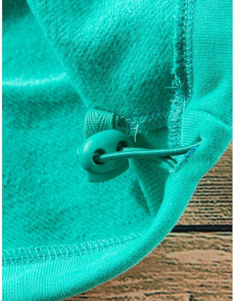 Aruba Blue Fleece Lined Half Zipper Kangaroo Pockets Loose Hoodie