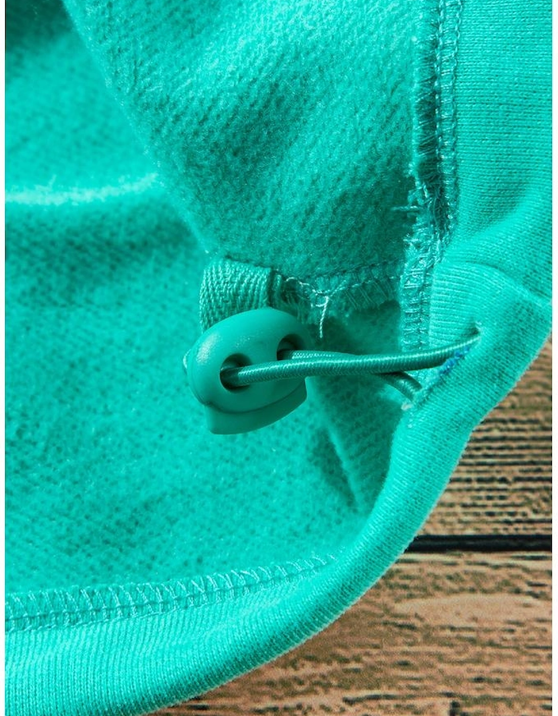 Aruba Blue Fleece Lined Half Zipper Kangaroo Pockets Loose Hoodie