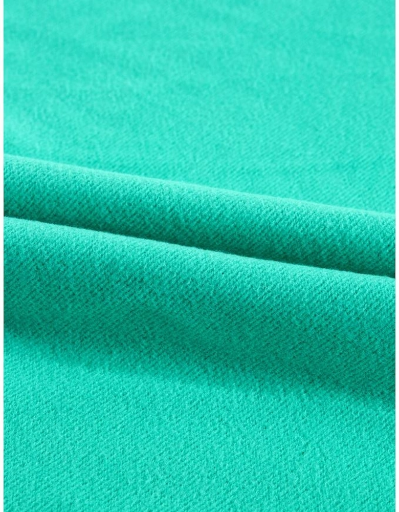 Aruba Blue Fleece Lined Half Zipper Kangaroo Pockets Loose Hoodie