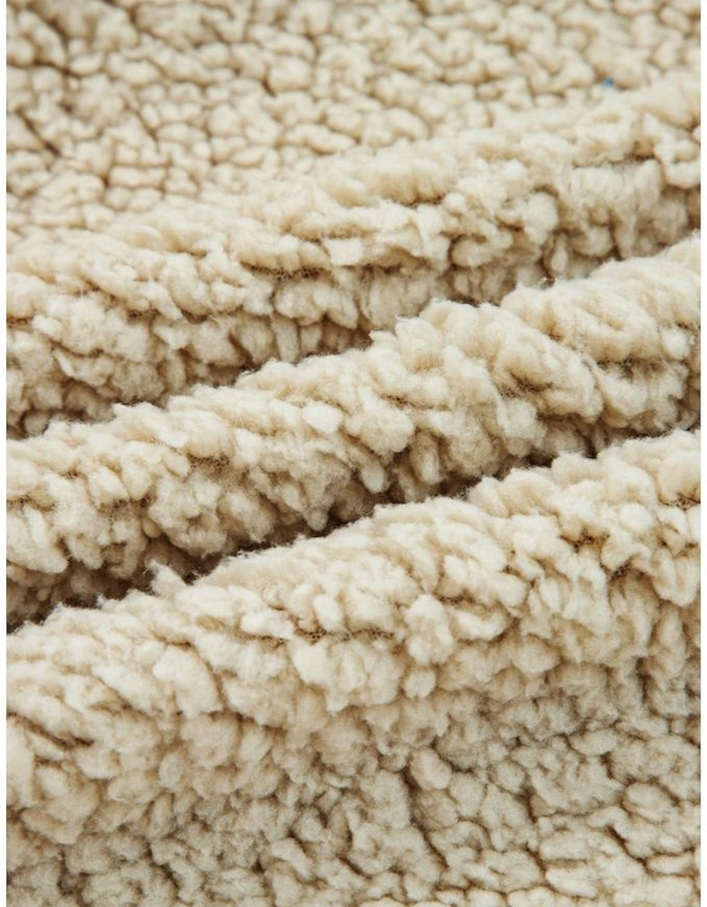 Khaki Vintage Floral Printed Sherpa Lined Hooded Jacket