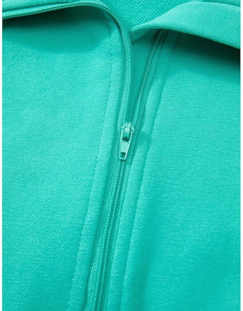 Aruba Blue Quarter Zip Stand Neck Kangaroo Pocket Sweatshirt