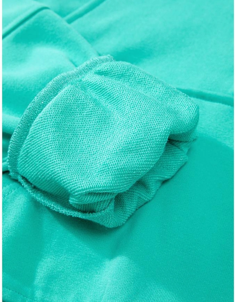 Aruba Blue Quarter Zip Stand Neck Kangaroo Pocket Sweatshirt