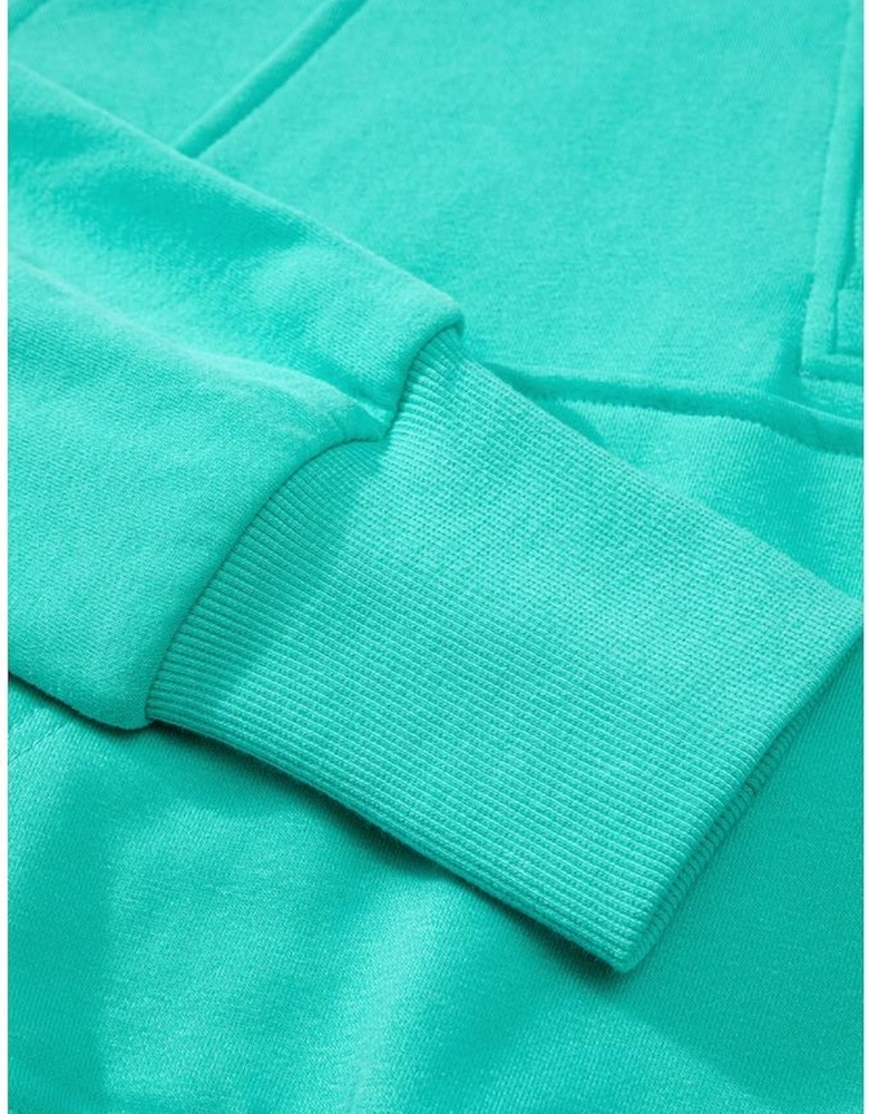 Aruba Blue Quarter Zip Stand Neck Kangaroo Pocket Sweatshirt