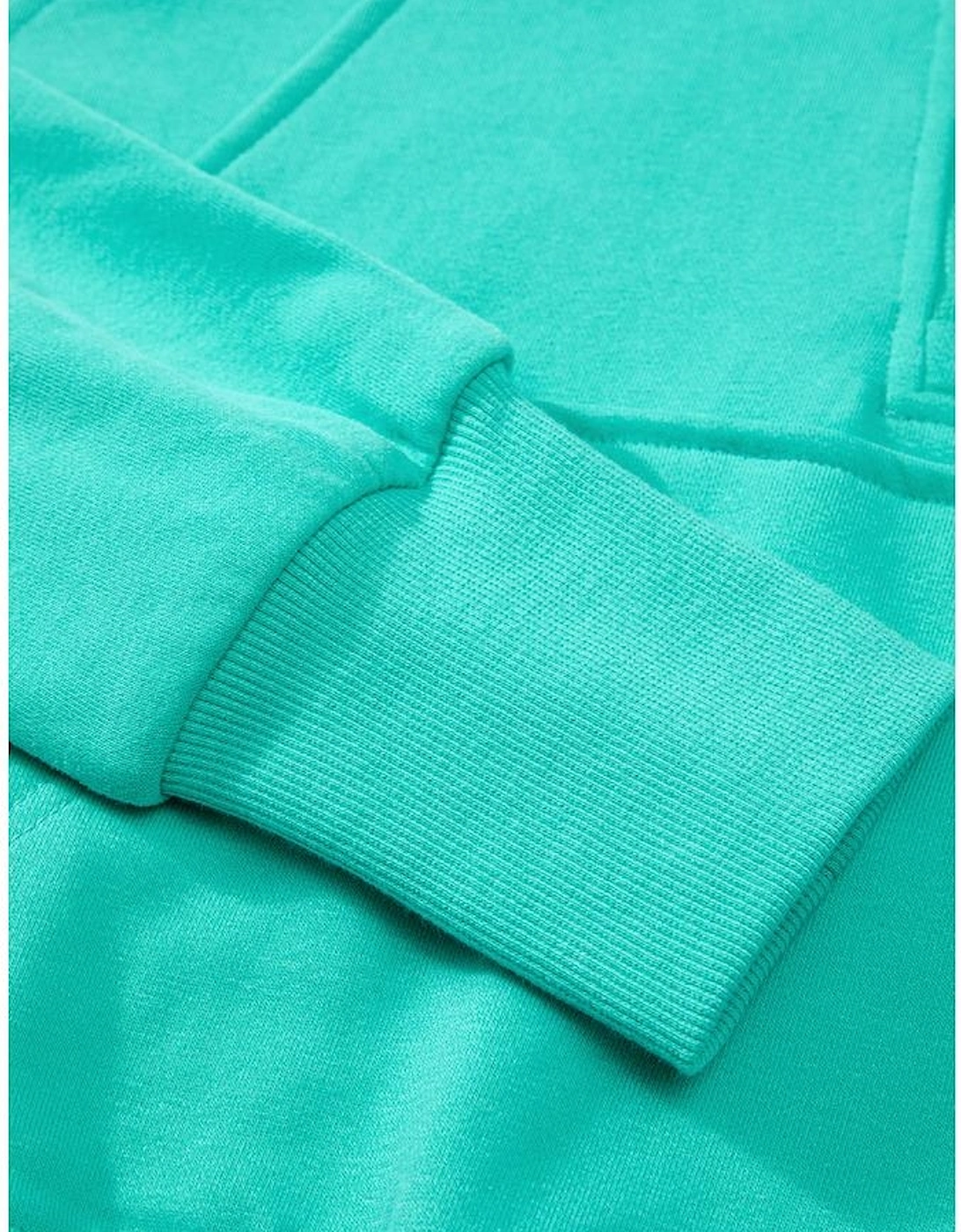 Aruba Blue Quarter Zip Stand Neck Kangaroo Pocket Sweatshirt