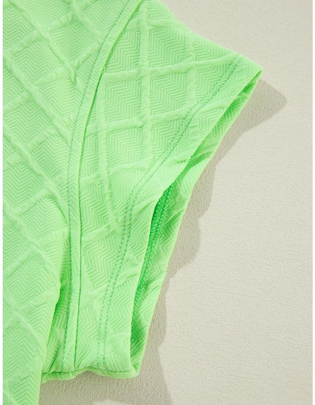 Light Green Checkered Textured Tee and Drawstring Shorts