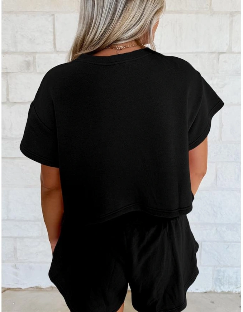 Black Baseball Print Skort Set