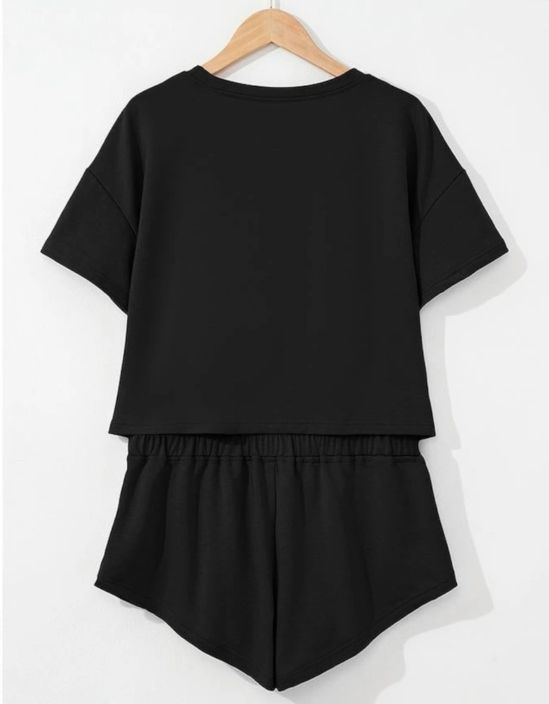 Black Baseball Print Skort Set