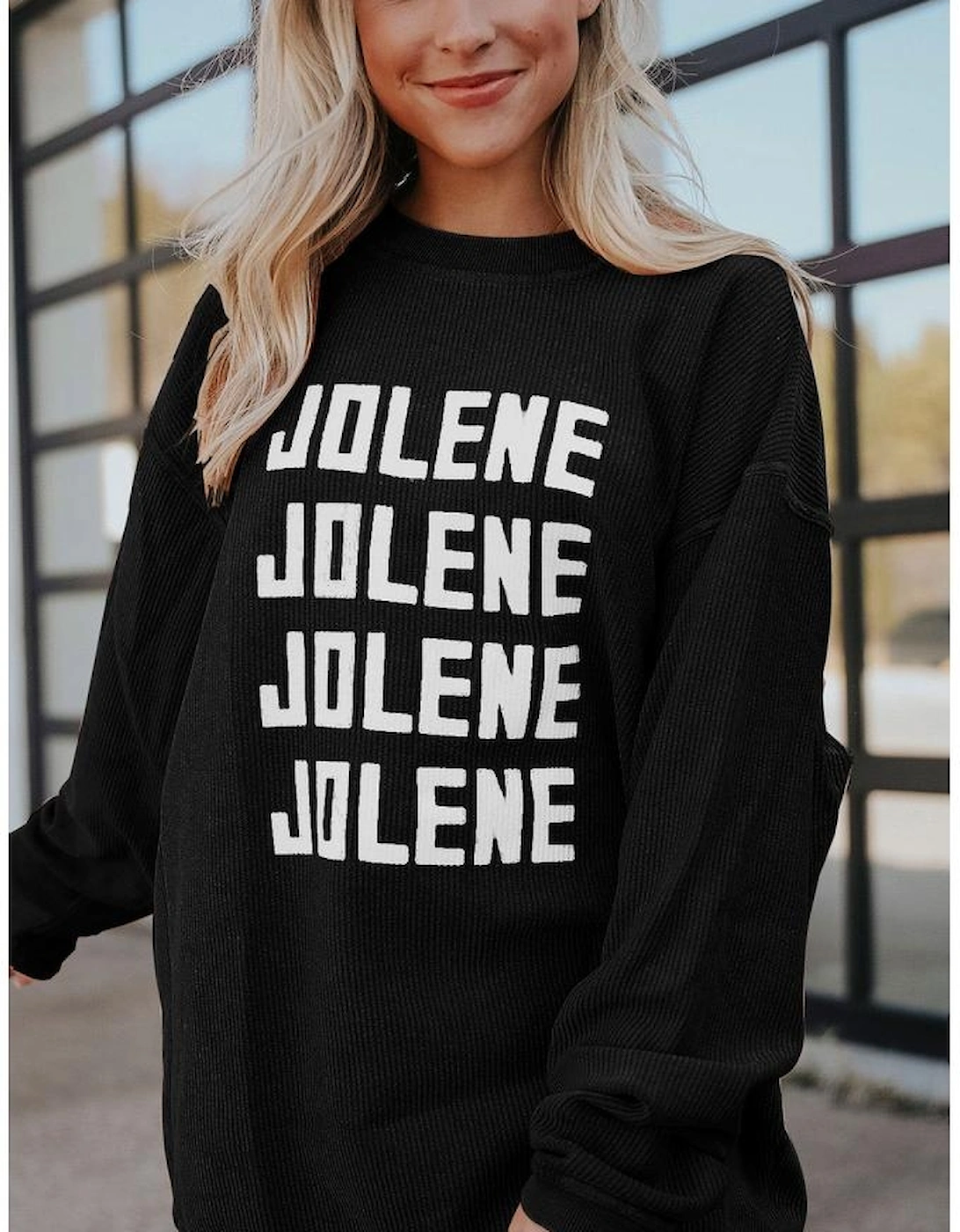 Black JOLENE Ribbed Corded Oversized Sweatshirt, 8 of 7