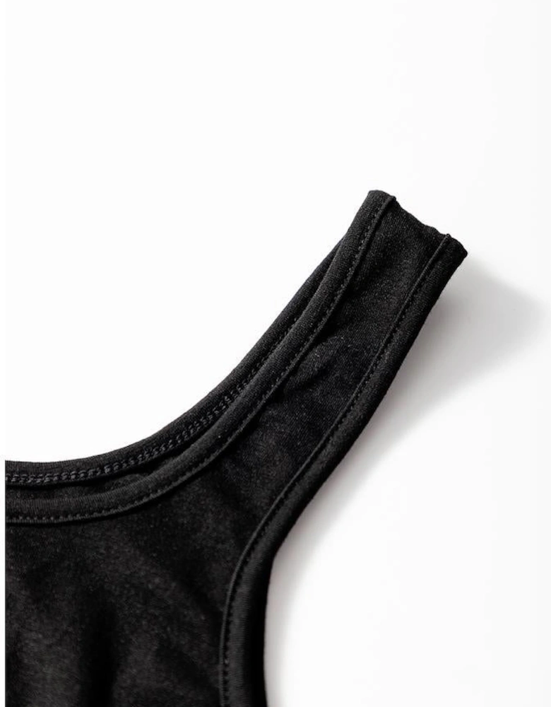 Black Peekaboo Wide Leg Square Neck Sleeveless Jumpsuit