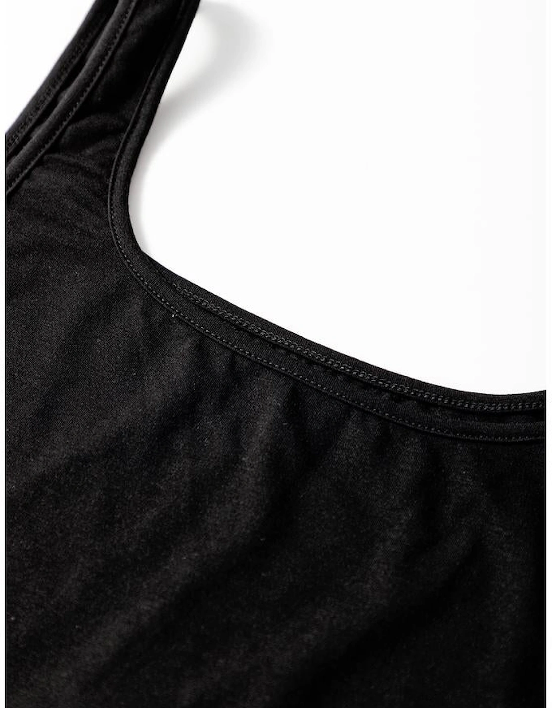 Black Peekaboo Wide Leg Square Neck Sleeveless Jumpsuit