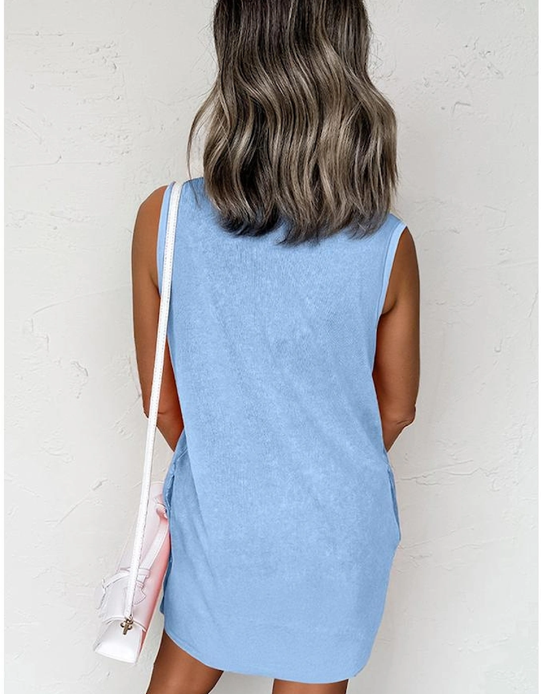 Beau Blue Mineral Wash Tank Mini Dress with Pockets, 13 of 12