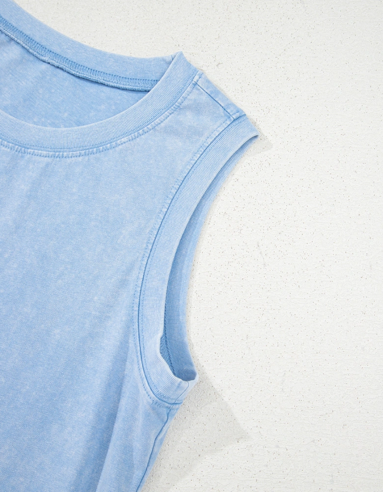 Beau Blue Mineral Wash Tank Mini Dress with Pockets