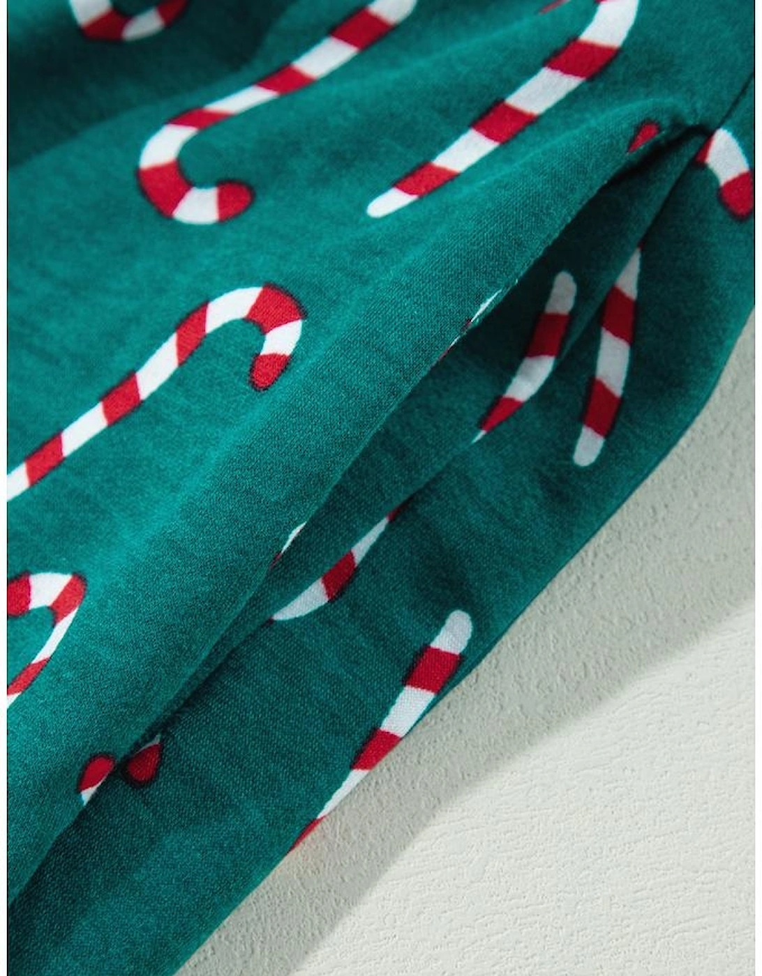 Green Christmas Candy Cane Printed Top and Pants Lounge Set